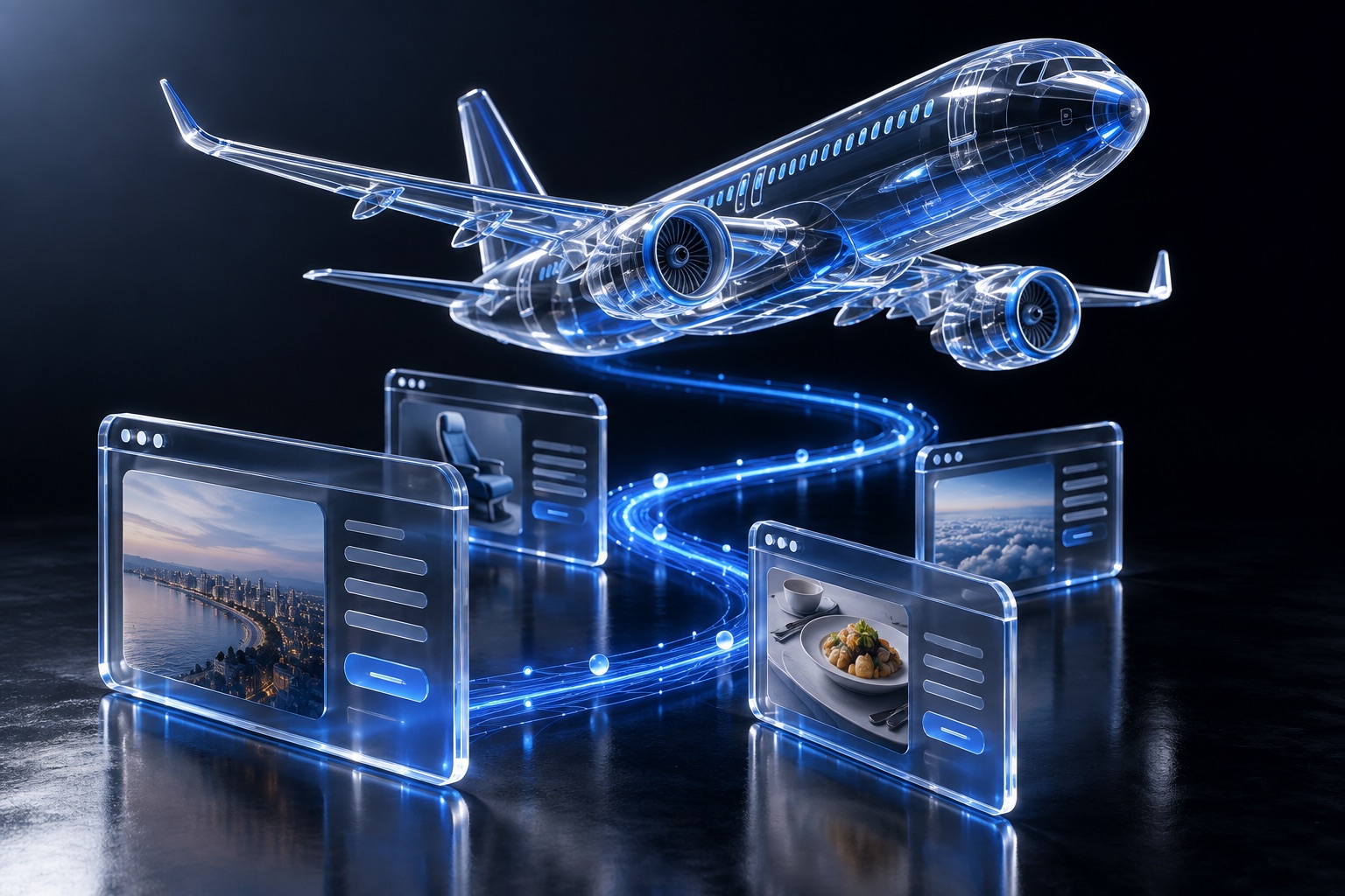 AI that transforms browsing data into CX optimizations — conceptual illustration in blue glass