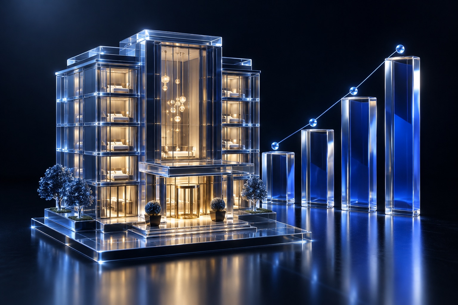 Intelligent dynamic pricing — conceptual illustration in blue glass